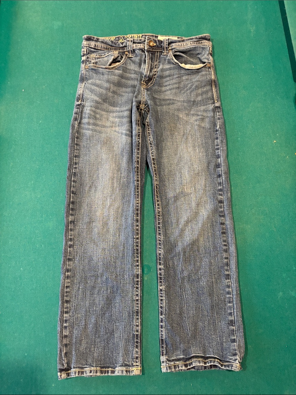 TK Axel 32x30 Men's Slim Bootcut Leg Jeans in Washed Faded Denim Blue